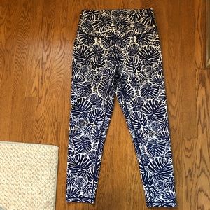 CK Bradley Leggings size M Navy Blue Palm Fronds